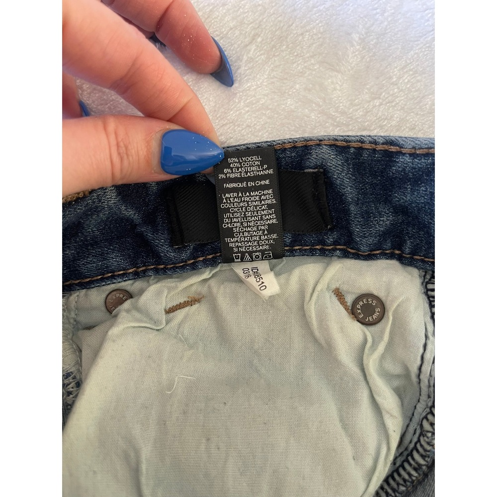 Express Jeans Legging Low Rise Medium Wash Distressed Skinny Denim Blue Size 6 - Picture 9 of 9